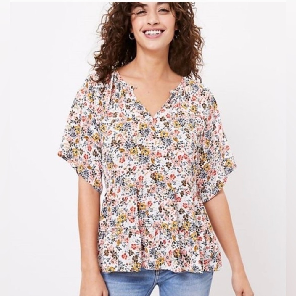 LOFT - Floral Tiered Top NWT Small